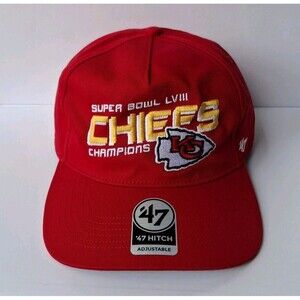 '47 Hitch Kansas City Chiefs Super Bowl LVIII Champions Snapback Red Hat OS NEW